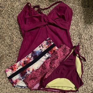 Athleta Swim Suit Set - Tankini Top + three Coordinating Bottoms (Small)